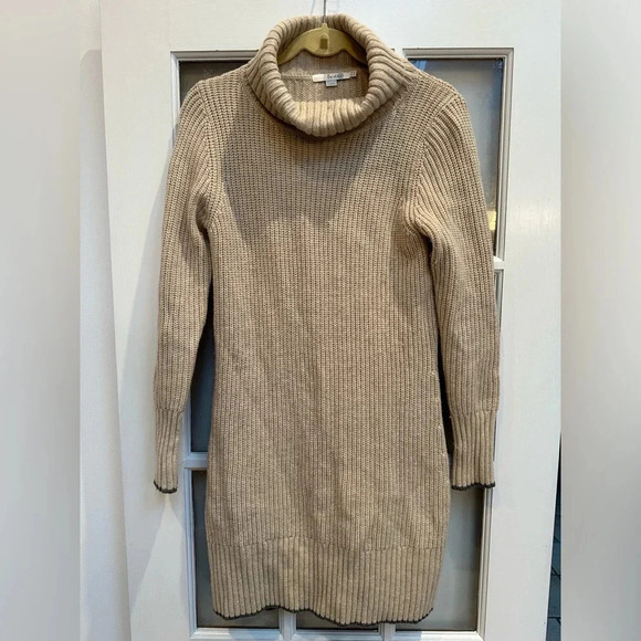 Boden Beige Wool Alpaca Turtleneck Knit Sweater Dress Women’s Size US 6R Small - Picture 12 of 12